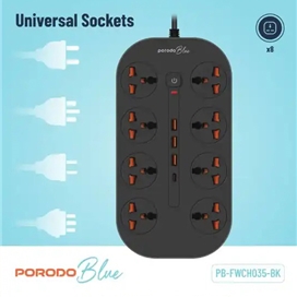 چندراهی برق 8 پورت پرودو Porodo Blue 8 AC Power Strip PBFWCH035BK