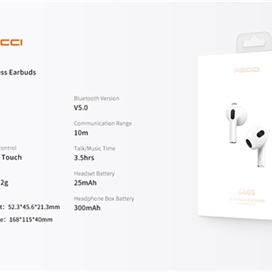 هندزفری بلوتوث رسی Recci Wireless Earbuds G60S