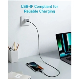 کابل شارژ 60 وات 0.9 متری USB-C به USB-C انکر مدل Anker 322 USB-C to USB-C Cable (Braided, 3ft, 60W) A81f5H11