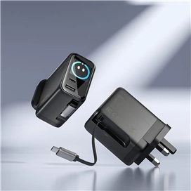 آداپتور پاورولوژی Powerology 100W Al TFT Adapter Retractable Type-C Cable