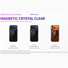 قاب برند نیمی شفاف دودی مدل Nimmy Magnetic Crystal Clear آیفون مناسب برای Apple iPhone 17 Pro Max