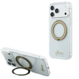 قا برند گس مدل Guess MagSafe IML Hard with Ring Stand & Script Metal Logo مناسب برای Apple iPhone 17 Pro Max