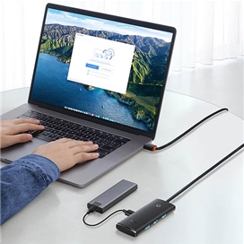 هاب 4 پورت با طول 1 متر Baseus Hub Lite Series 4-Port Type-C HUB Adapter wkqx030401 4X USB 3