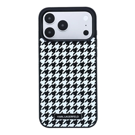 قاب برند کارل لاگرفلد مدل Karl Lagerfel Smooth PU Magsafe Houndstooth With Resin Logo مناسب برای Apple iPhone 18 Pro Max