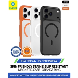 قاب بلو Blueo Skin Friendly Stain & Slip Resistant Magnetic Case-Orange Ring با مگ سیف مناسب برای Apple iPhone 18 Pro