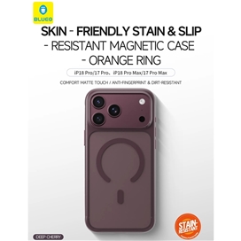 قاب بلو Blueo Skin Friendly Stain & Slip Resistant Magnetic Case-Orange Ring با مگ سیف مناسب برای Apple iPhone 18 Pro