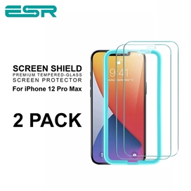 محافظ صفحه نمایش شیشه ای ESR آیفون 12 پرو مکس (بسته دو عددی) ESR Screen Shield Tempered Glass Protector iPhone 12 Pro Max (2 Pack)