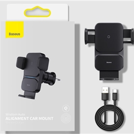 هولدر و شارژر وایرلس دریچه کولری Baseus Wisdom Auto Alignment Car Mount 15W CGZX000001