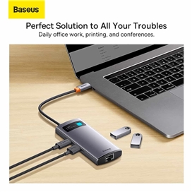 هاب 4 پورت بیسوس Baseus Metal Gleam Series 4-in-1 Multifunctional Type-C HUB Docking Station WKWG070113