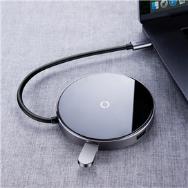 شارژر وایرلس و هاب چهار پورت بیسوس Baseus WXJMY-0G Circular Mirror Wireless Charger HUB