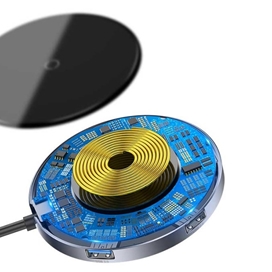 شارژر وایرلس و هاب چهار پورت بیسوس Baseus WXJMY-0G Circular Mirror Wireless Charger HUB