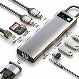 هاب 11 پورت بیسوس Baseus CAHUB-CT0G Metal Gleam B00030709811-00 توان 100 وات