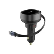 شارژ فندکی 60 وات با کابل جکع شونده بیسوس Baseus Enjoyment Pro Car Charger C0203100