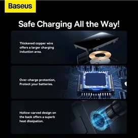 هولدر موبایل خودرو و شارژر وایرلس 15 وات بیسوس Baseus Halo Electric Wireless Charging Car Mount SUDD000001