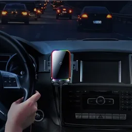 هولدر موبایل خودرو و شارژر وایرلس 15 وات بیسوس Baseus Halo Electric Wireless Charging Car Mount SUDD000001