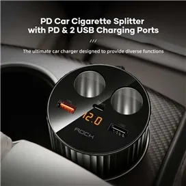 شارژر فندکی 100وات پنج پورت راک ROCK B600 PD CAR Charging CUB