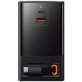 شارژر رومیزی و آداپتور برق سوپر فست شارژ 65 وات با کابل تایپ سی جمع شونده بیسوس Baseus Gan5 Pro Digital Power Strip PSLR000001