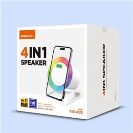 اسپیکر و شارژر وایرلس 4کاره رسی Recci 4IN1 Speaker RSK-W28