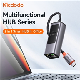 تبدیل هاب چندکاره 2 پورت مک دودو مدل MCDODO HU-0680 پورت ورودی تایپ سی