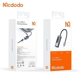 تبدیل هاب چندکاره 2 پورت مک دودو مدل MCDODO HU-0680 پورت ورودی تایپ سی