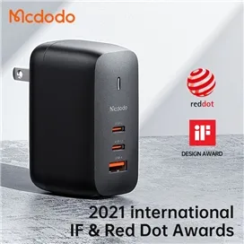 شارژر آداپتور دیواری 3 پورت 65 وات مک دودو مدل MCDODO CH-8442 GAN به همراه کابل 2 متری