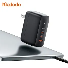 شارژر آداپتور دیواری 3 پورت 65 وات مک دودو مدل MCDODO CH-8442 GAN به همراه کابل 2 متری