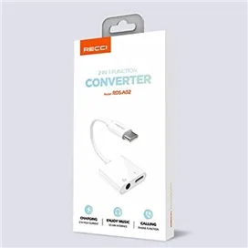 تبدیل تایپ سی به تایپ سی و جک 3.5 رسی Recci 2in1 Function Converter RDS-A02