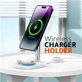 هولدر رومیزی و شارژر وایرلس دوکاره رسی Recci Wireless Charger Holder 2In1 RCW-32