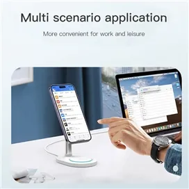 هولدر رومیزی و شارژر وایرلس دوکاره رسی Recci Wireless Charger Holder 2In1 RCW-32