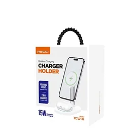 هولدر رومیزی و شارژر وایرلس دوکاره رسی Recci Wireless Charger Holder 2In1 RCW-32