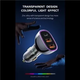 شارژر فندکی شفاف 93 وات رسی Recci Journey Transparent Car Charger RCC-N18