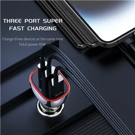 شارژر فندکی شفاف 93 وات رسی Recci Journey Transparent Car Charger RCC-N18