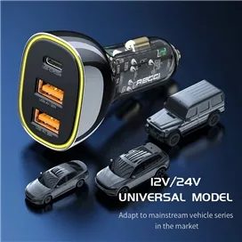 شارژر فندکی شفاف 93 وات رسی Recci Journey Transparent Car Charger RCC-N18