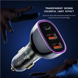 شارژر فندکی شفاف 93 وات رسی Recci Journey Transparent Car Charger RCC-N18
