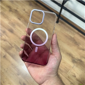 قاب کریستالی متال رینگ بادمجونی به همراه مگ سیف مناسب برای Apple iPhone 13 Pro Max