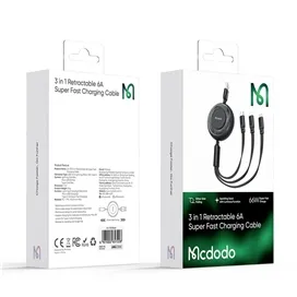کابل شارژ سه سر 66 وات مک دودو Mcdodo 3in1 6A CA-3730