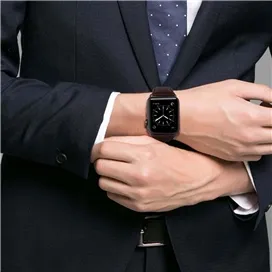 بند چرم طبیعی اپل واچ جیتک مدل G-Tech Leather Classic Band For Apple Watch 44/45/49mm