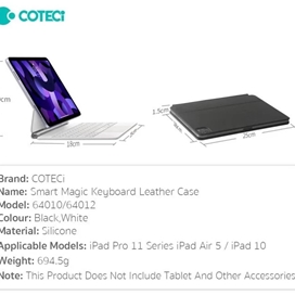 کیبورد مگنتی آیپد نسل 10 کوتسی Coteci Magic Keyboard For Ipad 10 64012