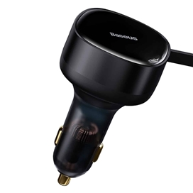 شارژر فندکی همراه با کابل 2 در 1 جمع شونده بیسوس Baseus Enjoyment Retractable 2in1 C0003550111