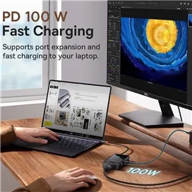 هاب تایپ سی 6 پورت بیسوس Baseus Focus Series 6 Port Type-C Hub Adapter WKYY030213