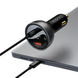 شارژر فندکی 140 وات بیسوس با کابل Baseus Digital Display fast car charger 140W CGZX070001
