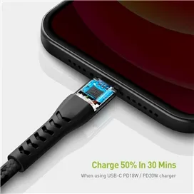 کابل USB-C به لایتنینگ انرژیا سری NYLOFLEX با استاندارد C94 طول 300cm