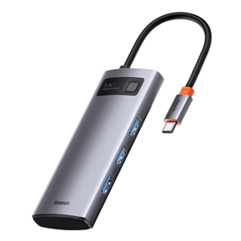 هاب 5 پورت بیسوس Baseus Metal Gleam 5 in 1 Multifunctional Type-C HUB CAHUB-CX0G توان 100 وات