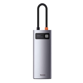 هاب 5 پورت بیسوس Baseus Metal Gleam 5 in 1 Multifunctional Type-C HUB CAHUB-CX0G توان 100 وات