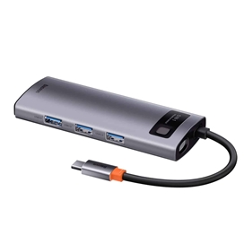 هاب 5 پورت بیسوس Baseus Metal Gleam 5 in 1 Multifunctional Type-C HUB CAHUB-CX0G توان 100 وات