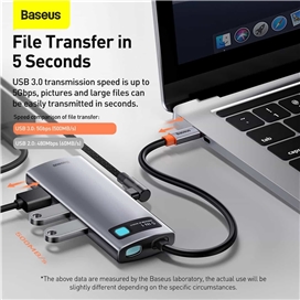 هاب 5 پورت بیسوس Baseus Metal Gleam 5 in 1 Multifunctional Type-C HUB CAHUB-CX0G توان 100 وات