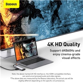 هاب 5 پورت بیسوس Baseus Metal Gleam 5 in 1 Multifunctional Type-C HUB CAHUB-CX0G توان 100 وات