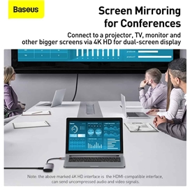 هاب 5 پورت بیسوس Baseus Metal Gleam 5 in 1 Multifunctional Type-C HUB CAHUB-CX0G توان 100 وات