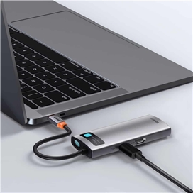 هاب 5 پورت بیسوس Baseus Metal Gleam 5 in 1 Multifunctional Type-C HUB CAHUB-CX0G توان 100 وات