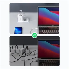 شارژر دیواری 65 وات با دو پورت USB-C و یک پورت USB-A یوگرین مدل CD275 کد 90496